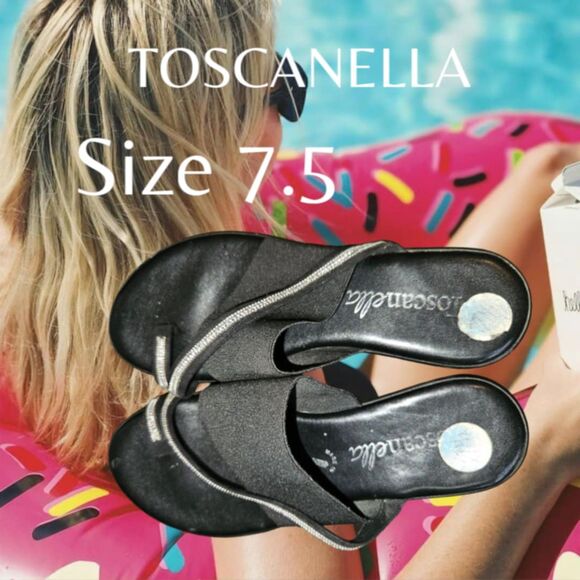 Toscanella Jaded Black/Sliver Sandals 100% Handmade in Italy Size 7.5 (4467) - Picture 3 of 5